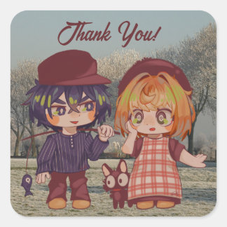 Jongetjie and Deretjie Chibi Square Sticker