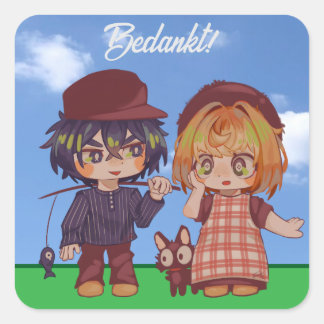 Jongetjie and Deretjie Chibi Square Sticker