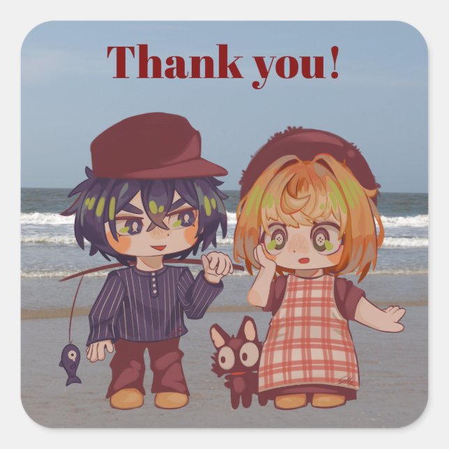 Jongetjie and Deretjie Chibi Square Sticker (Front)