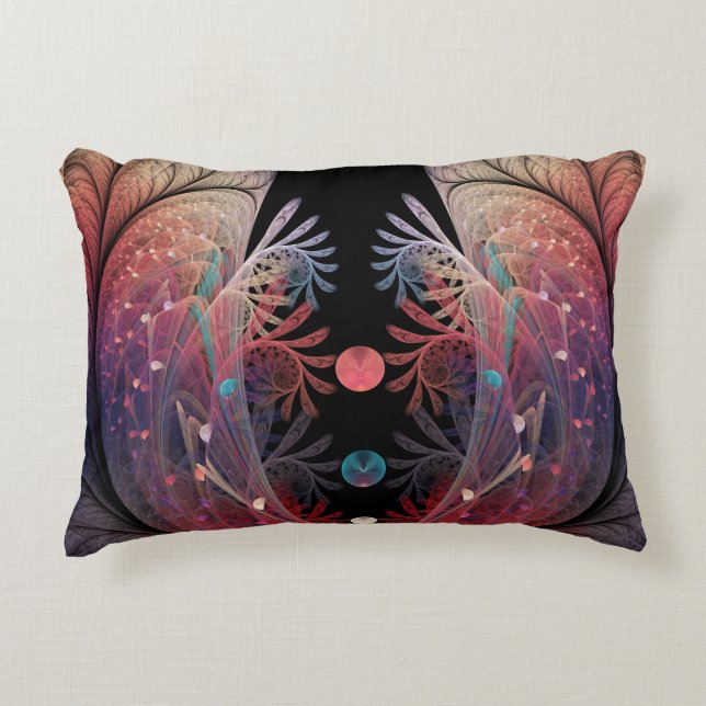 Jonglage Abstract Modern Fantasy Fractal Art Accent Pillow (Front)