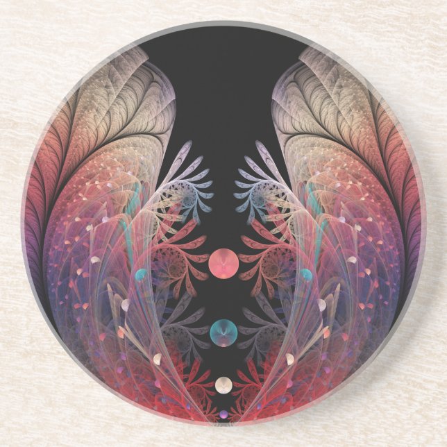 Jonglage Abstract Modern Fantasy Fractal Art Coaster (Front)