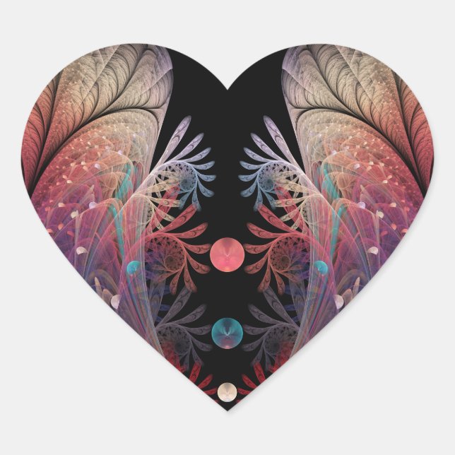 Jonglage Abstract Modern Fantasy Fractal Art Heart Sticker (Front)