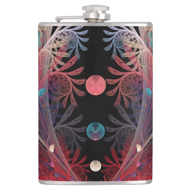 Jonglage Abstract Modern Fantasy Fractal Art Hip Flask (Front)