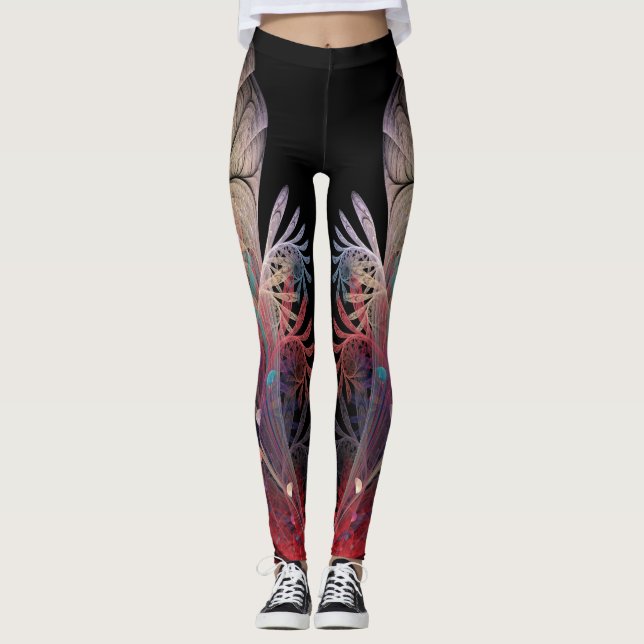 Jonglage Abstract Modern Fantasy Fractal Art Leggings (Front)