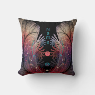 Jonglage Abstract Modern Fantasy Fractal Art Name Throw Pillow