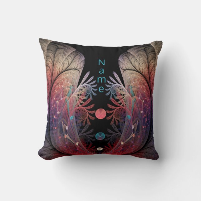 Jonglage Abstract Modern Fantasy Fractal Art Name Throw Pillow (Front)