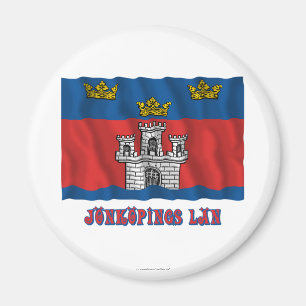 Jönköpings län waving flag with name magnet