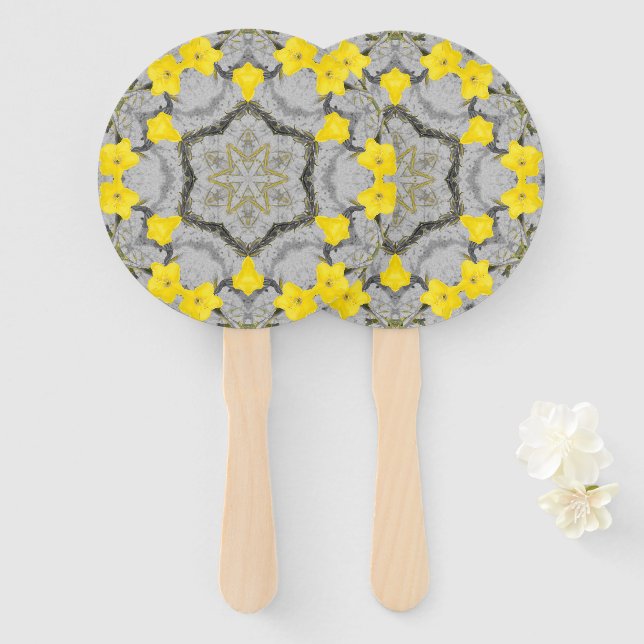 Jonquil Harmony Wheel  Hand Fan (Front and Back)