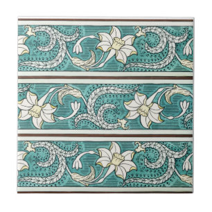 Jonquil Stripe Art Nouveau Ceramic Tile