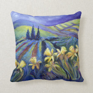 Jonquilles sur un coussin décoratif de jour