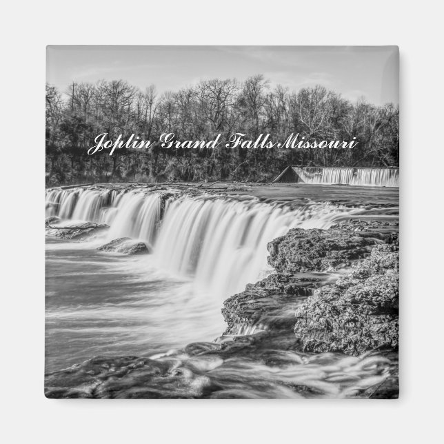 Joplin Grand Falls Overview Grayscale Magnet (Front)