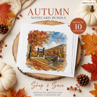 Joplin MO Tin Cup Bridge in Autumn Personalized Card