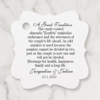 Jordan Almond Favour Tags, Greek Tradition Gift Ta Tags