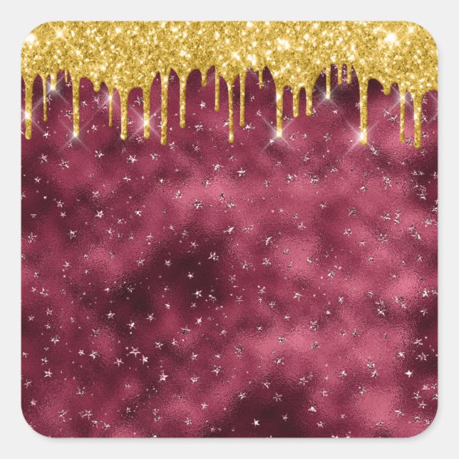Jordan Candels Burgundy Gold Glitter Sticker (Front)