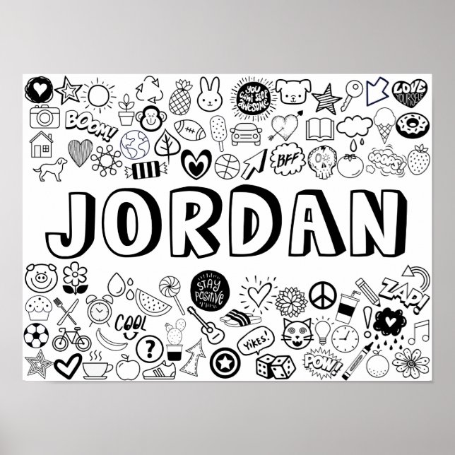 'JORDAN' Colour-it-Yourself Outline Design Poster (Front)