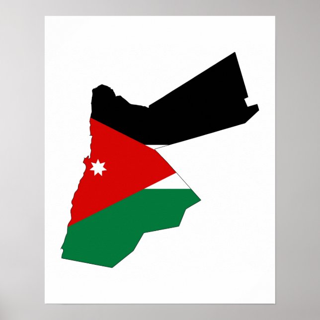 Jordan country flag map shape silhouette poster (Front)