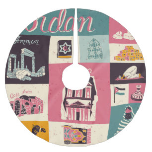 Jordan Culture Retro Illustrated Symbols Brushed Polyester Tree Skirt