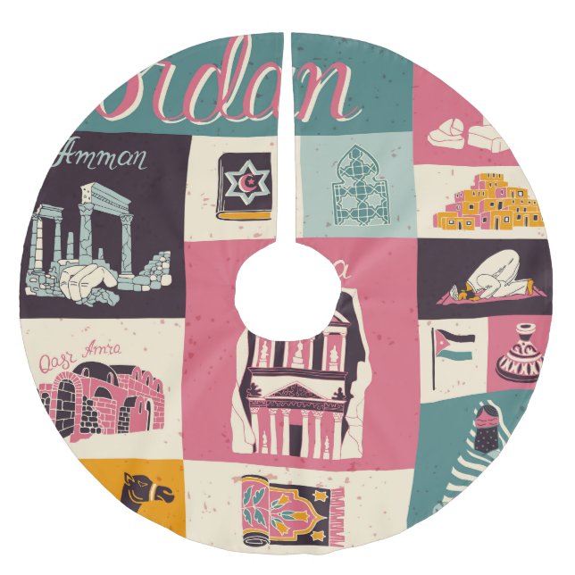 Jordan Culture Retro Illustrated Symbols Brushed Polyester Tree Skirt (Front)