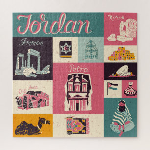 Jordan Culture Retro Illustrated Symbols Jigsaw Puzzle