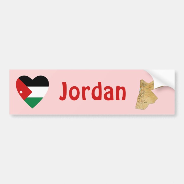 Jordan Flag Heart + Map Bumper Sticker (Front)