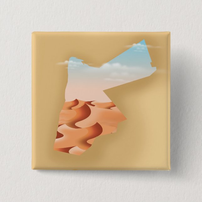 Jordan illustrated map travel poster 2 inch square button (Front)