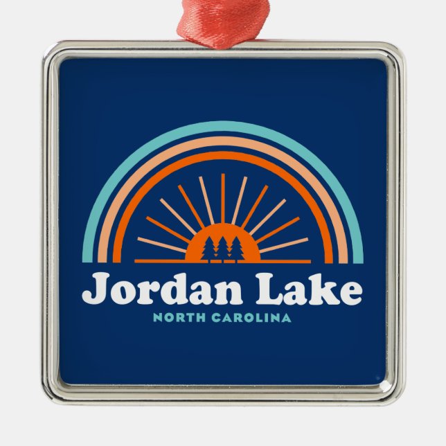 Jordan Lake North Carolina Rainbow Metal Ornament (Front)