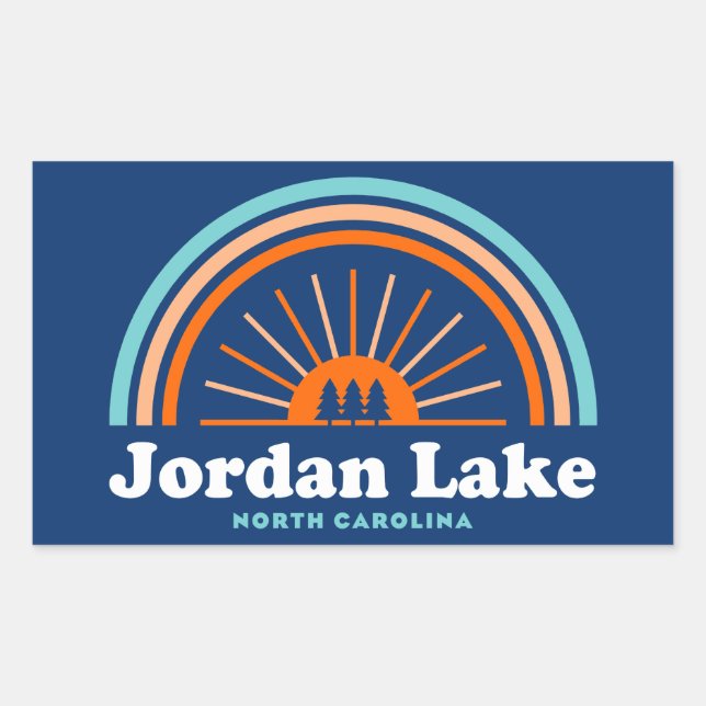 Jordan Lake North Carolina Rainbow Sticker (Front)