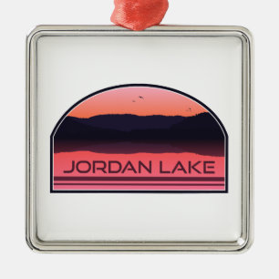 Jordan Lake North Carolina Red Sunrise Metal Ornament