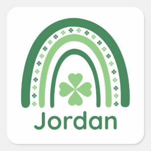 Jordan Name Clover Boho Rainbow Square Sticker
