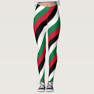 Jordan National Flag Colours Diagonal Striped Leggings