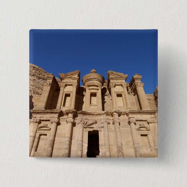 Jordan, Petra, The Monastery, Al Deir. 2 Inch Square Button (Front)