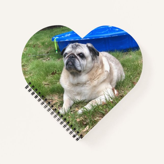 Jordan Pugs & Kisses Heart-Shaped Notebook (Front)
