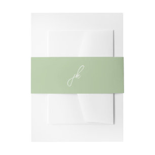 Jordan Soft Sage Script Monogram Elegant Wedding Invitation Belly Band