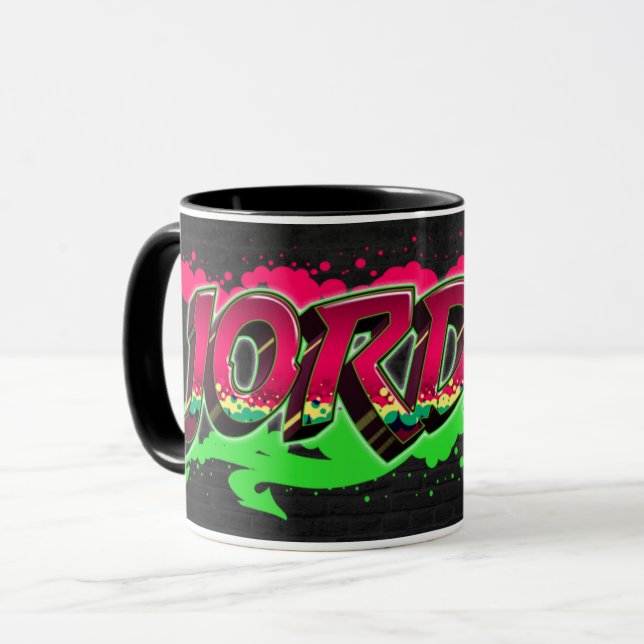 Jordan Vorname Name Graffiti red green Tasse Mug (Front Left)
