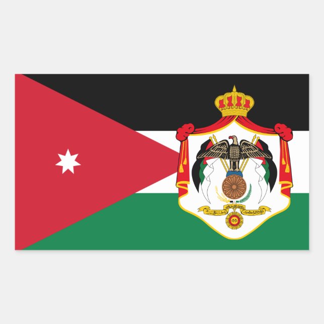 Jordanian Flag & Coat of Arms, Flag of Jordan Sticker (Front)