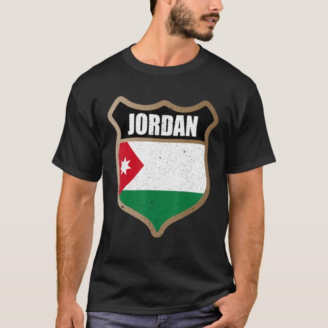 Jordanian Flag Patch For Proud Jordanians And Amma T-Shirt (Front)