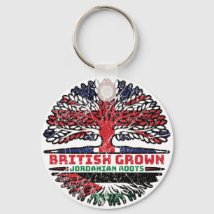 Jordanian Jordan Uk United Kingdom British Tree Keychain