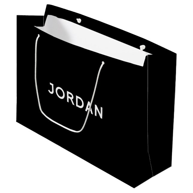 Jordanie : Un élégant sac cadeau en noir et blanc (Devant Angle)