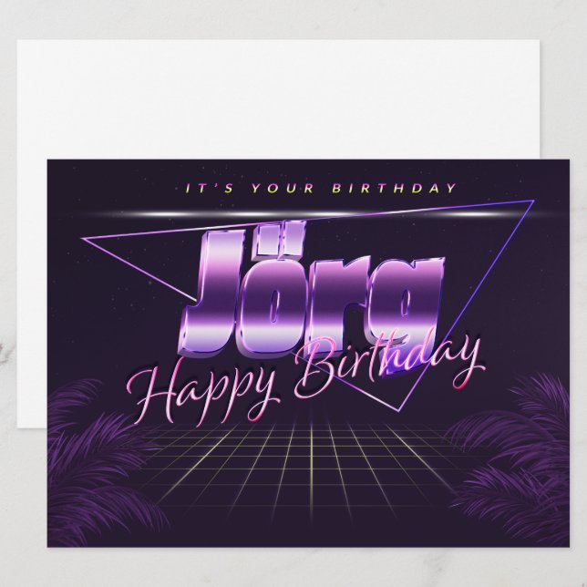 Jorg Name First Name lilac retro card birthday (Front/Back)