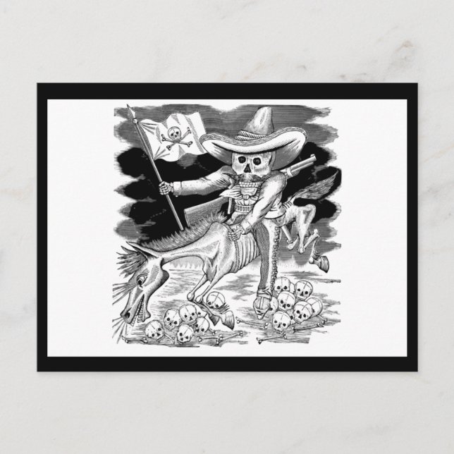 Jose Guadalupe Posada Calavera of Zapata Postcard (Front)