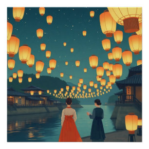 Joseon latern festival retro poster