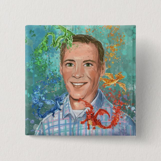 Joseph 2 Inch Square Button (Front)