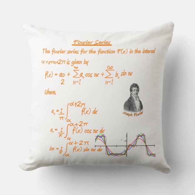 JOSEPH FOURIER AND FOURIER SERIES THROW PILLOW (Front)