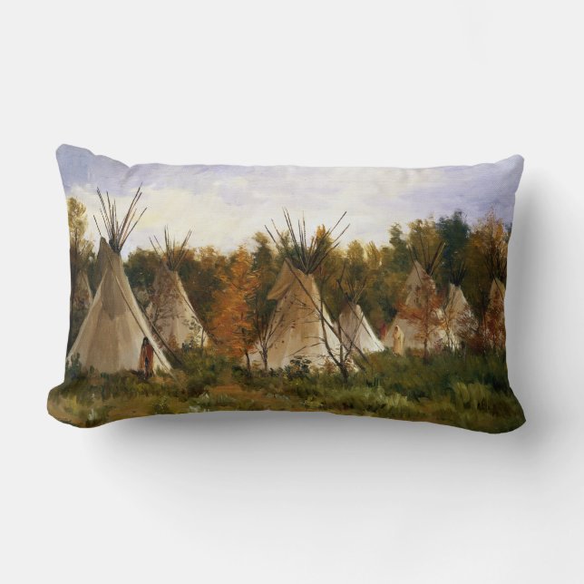 Joseph Henry Sharp The Summer Camp Lumbar Pillow (Front)