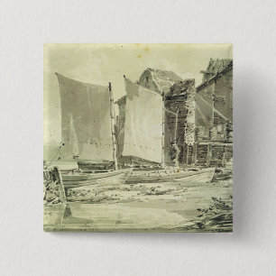 Joseph Mallord William Turner Fisherman's Cottag 2 Inch Square Button
