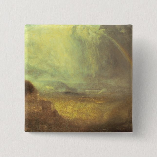 Joseph Mallord William Turner | Landscape with a r 2 Inch Square Button (Front)