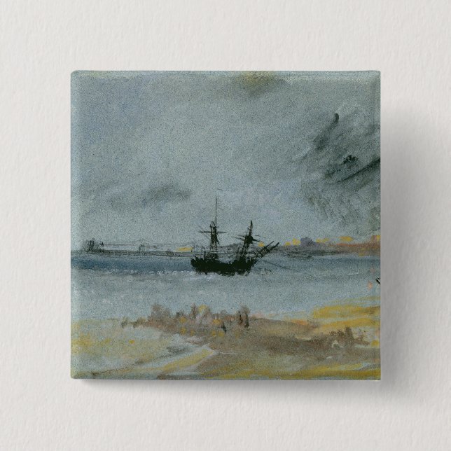 Joseph Mallord William Turner | Ship Aground, Brig 2 Inch Square Button (Front)
