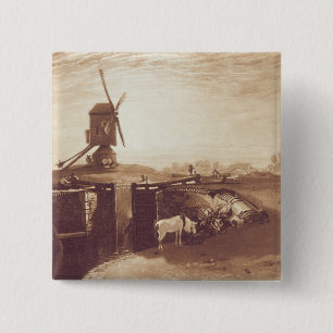 Joseph Mallord William Turner Windmill and Lock, 2 Inch Square Button