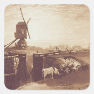 Joseph Mallord William Turner Windmill and Lock, Square Sticker