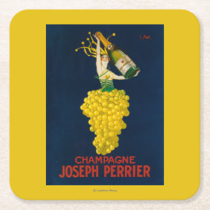 Joseph Perrier Champagne Promotional Poster Square Paper Coaster